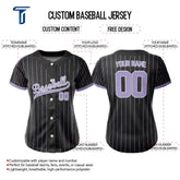 Lilac Pinstripe Custom Full Button Baseball Jersey for Women